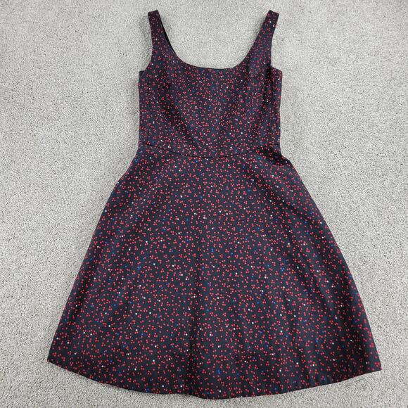 Elegant Navy and Red Polka Dot Dress - Picture 1 of 16